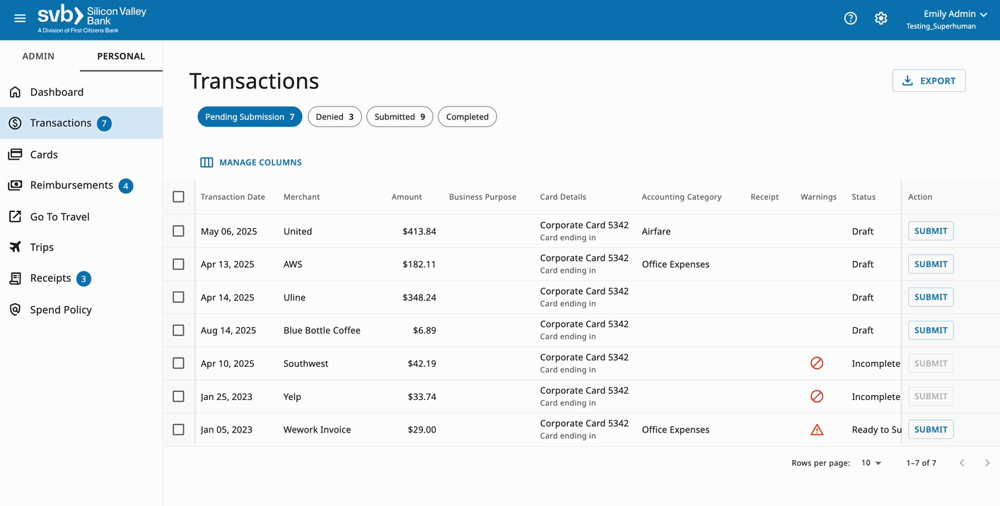 SVB T&E How to Save Expenses as Draft .gif